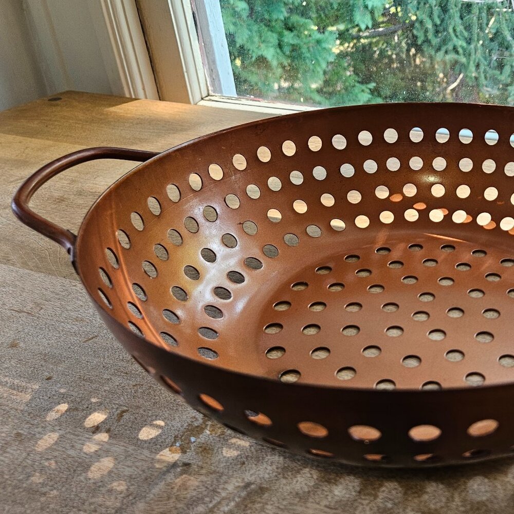 Real Copper Non-Stick Round Copper Grill Wok 10.75" (used)